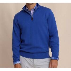 NEW SOUTHERN TIDE whitehaven heather quarter zip sweater in heather surf blue